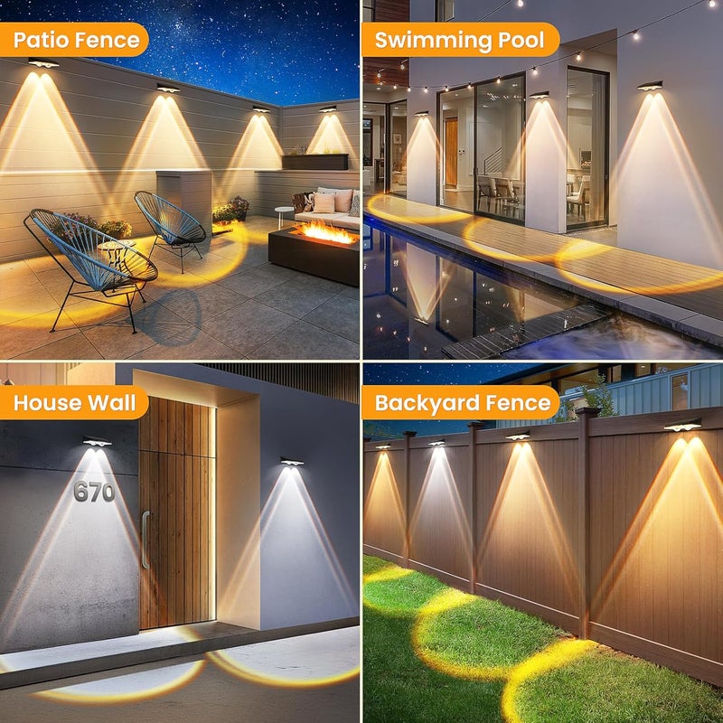 APILAB Solar Fence Lights Outdoor 8 Pack - 3 Modes (Warm/Neutral/Cool White), Fence Lights Solar Powered for Outside, IP65 Waterproof, Deck Lighting for Wall, Step, Patio, Pathway, Stairs - Image 2